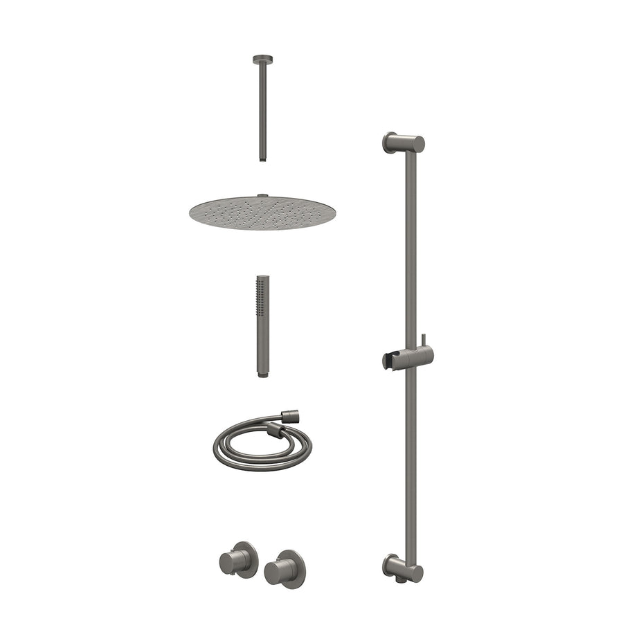 IVY Excl. inbouwbox regendoucheset inbouwthermostaatkraan met 2-weg stop-omstel symmetry, 30cm plafondbuis, R30cmSL, glijstang met uitlaat, doucheslang 150cm en staafmodel – Gebr. 