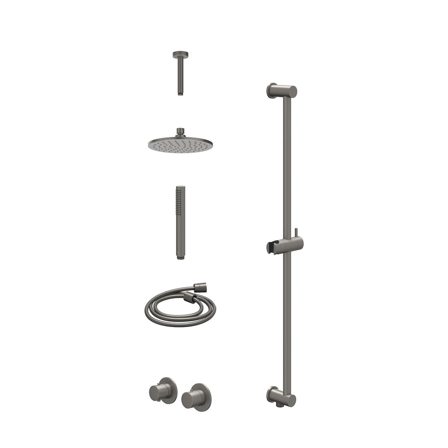 IVY Excl. inbouwbox regendoucheset inbouwthermostaatkraan met 2-weg stop-omstel symmetry, 15cm plafondbuis, R20cmME, glijstang met uitlaat, doucheslang 150cm en staafmodel – Gebr. 