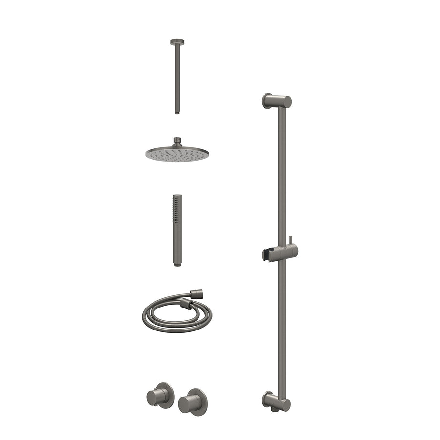IVY Excl. inbouwbox regendoucheset inbouwthermostaatkraan met 2-weg stop-omstel symmetry, 30cm plafondbuis, R20cmME, glijstang met uitlaat, doucheslang 150cm en staafmodel – Gebr. 