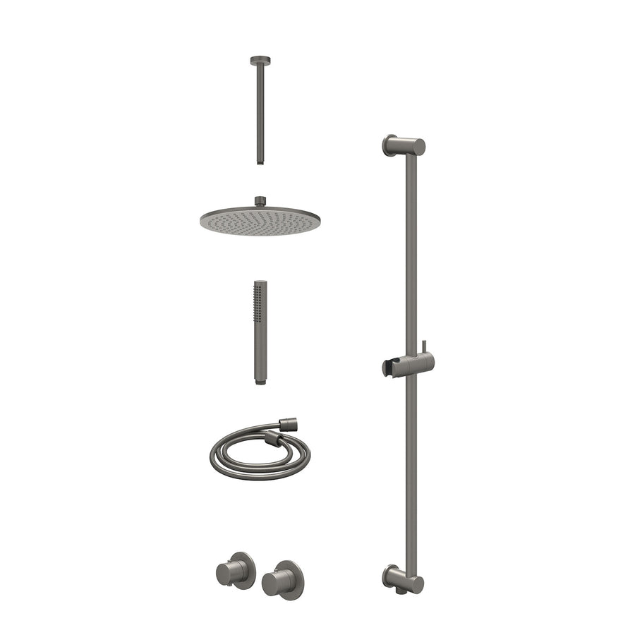 IVY Excl. inbouwbox regendoucheset inbouwthermostaatkraan met 2-weg stop-omstel symmetry, 30cm plafondbuis, R25cmME, glijstang met uitlaat, doucheslang 150cm en staafmodel – Gebr. 