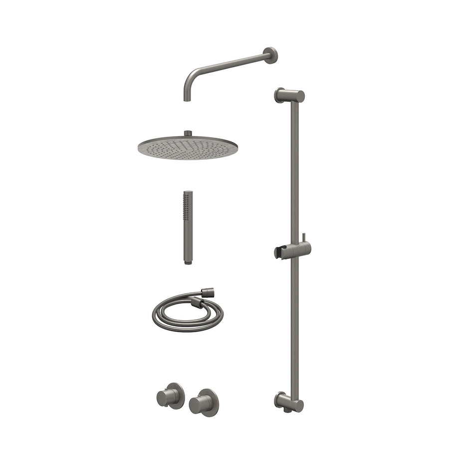 IVY Excl. inbouwbox regendoucheset inbouwthermostaatkraan met 2-weg stop-omstel symmetry, 40cm wandarm, R30cmME, glijstang met uitlaat, doucheslang 150cm en staafmodel – Gebr. meta
