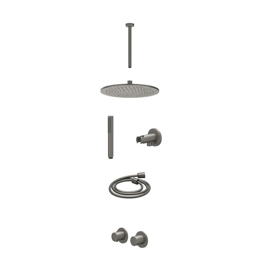 IVY Excl. inbouwbox regendoucheset inbouwthermostaatkraan met 2-weg stop-omstel symmetry, 30cm plafondbuis, R30cmME, houder met uitlaat, doucheslang 150cm en staafmodel – Gebr. met
