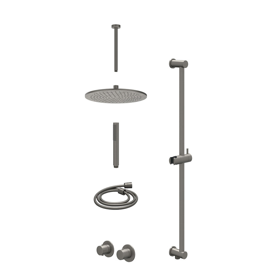 IVY Excl. inbouwbox regendoucheset inbouwthermostaatkraan met 2-weg stop-omstel symmetry, 30cm plafondbuis, R30cmME, glijstang met uitlaat, doucheslang 150cm en staafmodel – Gebr. 