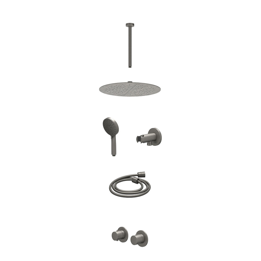 IVY Excl. inbouwbox regendoucheset inbouwthermostaatkraan met 2-weg stop-omstel symmetry, 30cm plafondbuis, R30cmSL, houder met uitlaat, doucheslang 150cm en 3-standen handdouche –