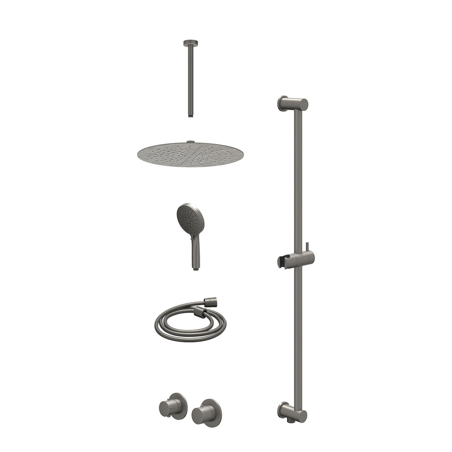 IVY Excl. inbouwbox regendoucheset inbouwthermostaatkraan met 2-weg stop-omstel symmetry, 30cm plafondbuis, R30cmSL, glijstang met uitlaat, doucheslang 150cm en 3-standen handdouch