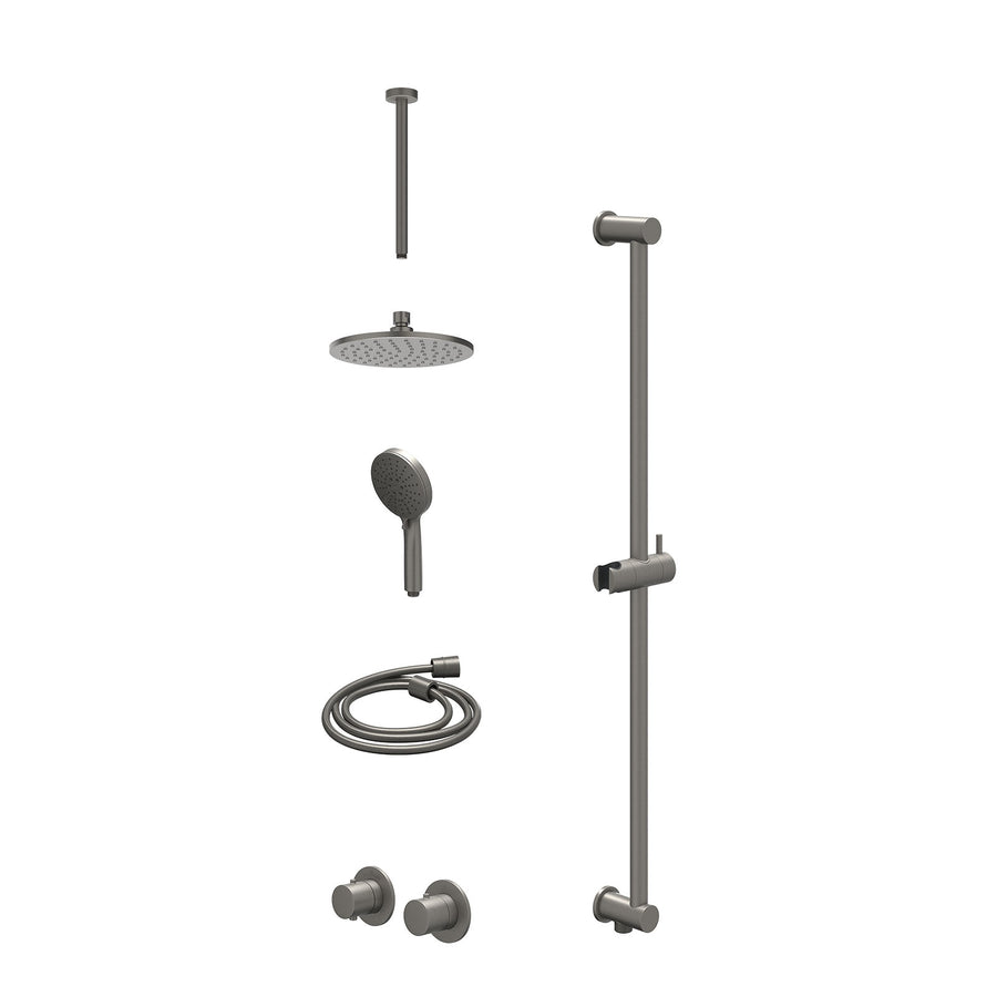 IVY Excl. inbouwbox regendoucheset inbouwthermostaatkraan met 2-weg stop-omstel symmetry, 30cm plafondbuis, R20cmME, glijstang met uitlaat, doucheslang 150cm en 3-standen handdouch