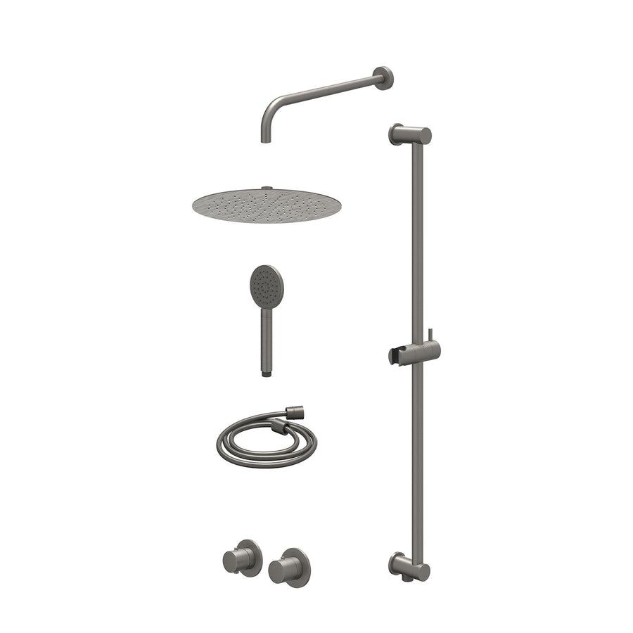 IVY Excl. inbouwbox regendoucheset inbouwthermostaatkraan met 2-weg stop-omstel symmetry, 40cm wandarm, R30cmSL, glijstang met uitlaat, doucheslang 150cm en satin spray handdouche 