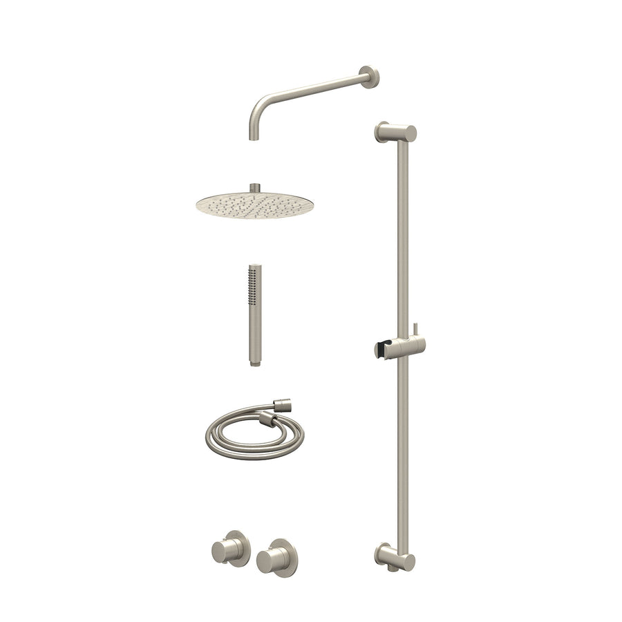 IVY Excl. inbouwbox regendoucheset inbouwthermostaatkraan met 2-weg stop-omstel symmetry, 40cm wandarm, R25cmSL, glijstang met uitlaat, doucheslang 150cm en staafmodel – Gebr. nick