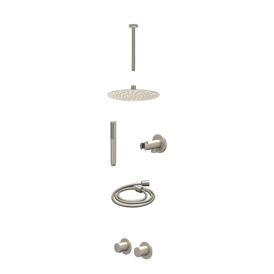 IVY Excl. inbouwbox regendoucheset inbouwthermostaatkraan met 2-weg stop-omstel symmetry, 30cm plafondbuis, R25cmSL, houder met uitlaat, doucheslang 150cm en staafmodel – Gebr. nic