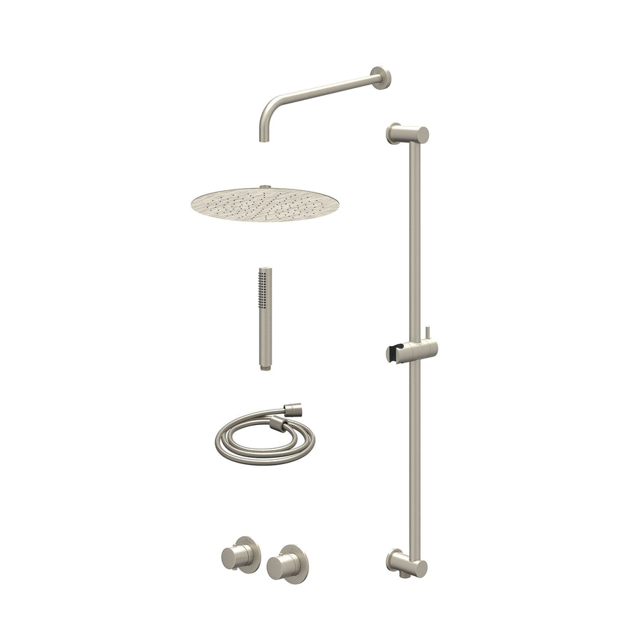 IVY Excl. inbouwbox regendoucheset inbouwthermostaatkraan met 2-weg stop-omstel symmetry, 40cm wandarm, R30cmSL, glijstang met uitlaat, doucheslang 150cm en staafmodel – Gebr. nick