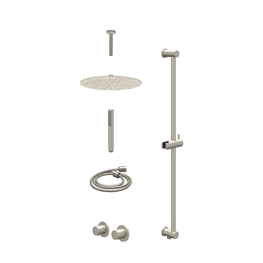 IVY Excl. inbouwbox regendoucheset inbouwthermostaatkraan met 2-weg stop-omstel symmetry, 15cm plafondbuis, R30cmSL, glijstang met uitlaat, doucheslang 150cm en staafmodel – Gebr. 
