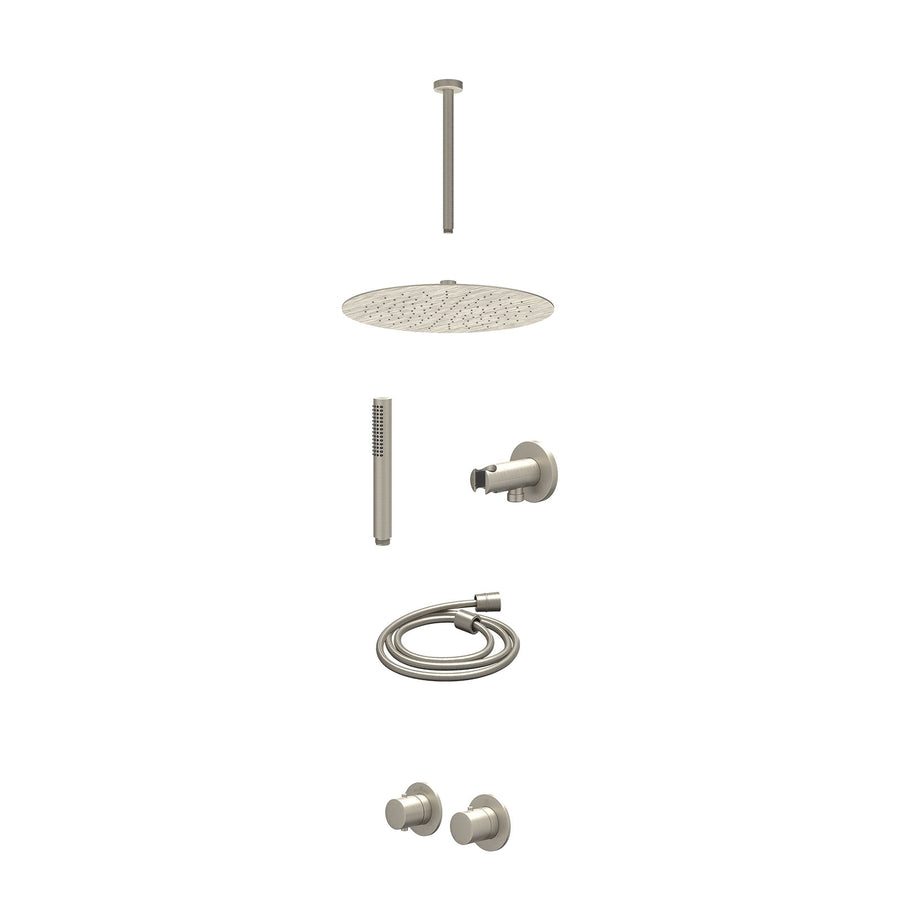 IVY Excl. inbouwbox regendoucheset inbouwthermostaatkraan met 2-weg stop-omstel symmetry, 30cm plafondbuis, R30cmSL, houder met uitlaat, doucheslang 150cm en staafmodel – Gebr. nic