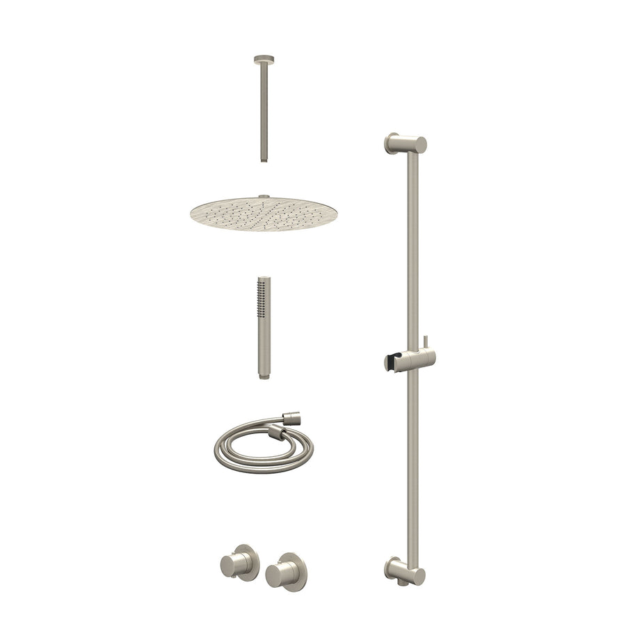 IVY Excl. inbouwbox regendoucheset inbouwthermostaatkraan met 2-weg stop-omstel symmetry, 30cm plafondbuis, R30cmSL, glijstang met uitlaat, doucheslang 150cm en staafmodel – Gebr. 
