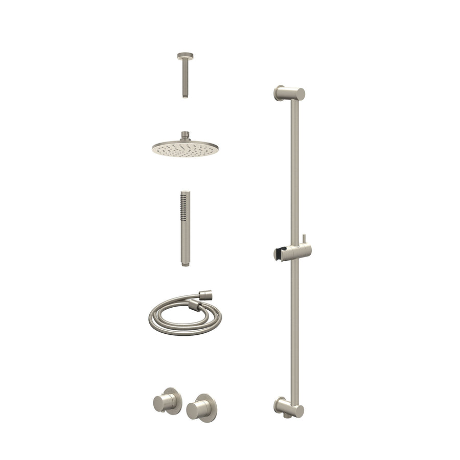 IVY Excl. inbouwbox regendoucheset inbouwthermostaatkraan met 2-weg stop-omstel symmetry, 15cm plafondbuis, R20cmME, glijstang met uitlaat, doucheslang 150cm en staafmodel – Gebr. 