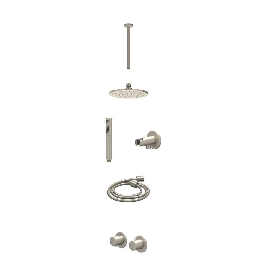 IVY Excl. inbouwbox regendoucheset inbouwthermostaatkraan met 2-weg stop-omstel symmetry, 30cm plafondbuis, R20cmME, houder met uitlaat, doucheslang 150cm en staafmodel – Gebr. nic