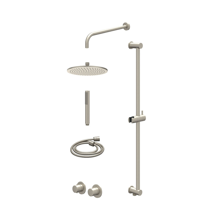 IVY Excl. inbouwbox regendoucheset inbouwthermostaatkraan met 2-weg stop-omstel symmetry, 40cm wandarm, R25cmME, glijstang met uitlaat, doucheslang 150cm en staafmodel – Gebr. nick