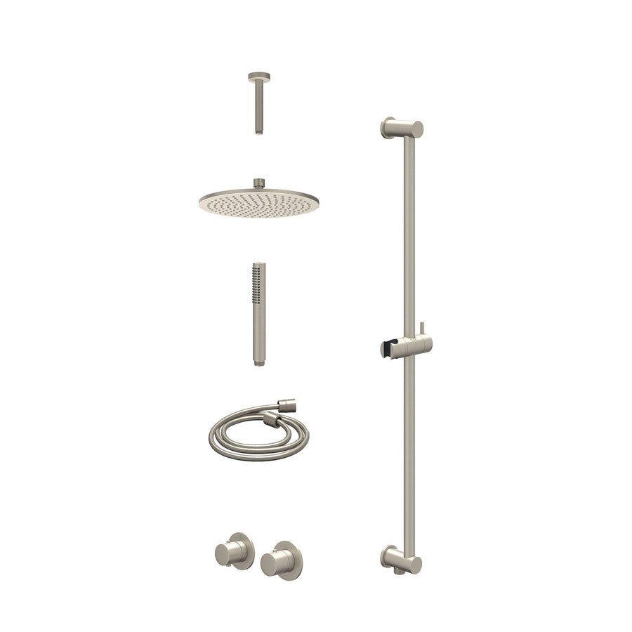 IVY Excl. inbouwbox regendoucheset inbouwthermostaatkraan met 2-weg stop-omstel symmetry, 15cm plafondbuis, R25cmME, glijstang met uitlaat, doucheslang 150cm en staafmodel – Gebr. 