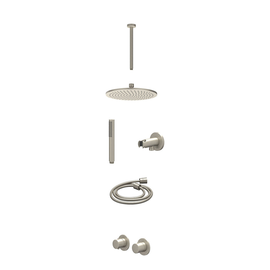 IVY Excl. inbouwbox regendoucheset inbouwthermostaatkraan met 2-weg stop-omstel symmetry, 30cm plafondbuis, R25cmME, houder met uitlaat, doucheslang 150cm en staafmodel – Gebr. nic