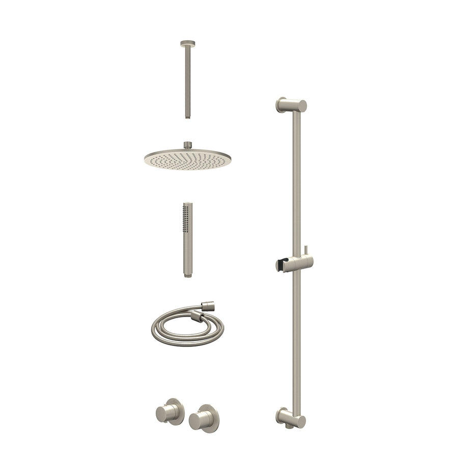 IVY Excl. inbouwbox regendoucheset inbouwthermostaatkraan met 2-weg stop-omstel symmetry, 30cm plafondbuis, R25cmME, glijstang met uitlaat, doucheslang 150cm en staafmodel – Gebr. 