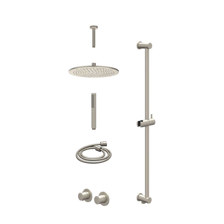 IVY Excl. inbouwbox regendoucheset inbouwthermostaatkraan met 2-weg stop-omstel symmetry, 15cm plafondbuis, R30cmME, glijstang met uitlaat, doucheslang 150cm en staafmodel – Gebr. 