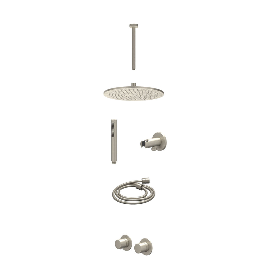 IVY Excl. inbouwbox regendoucheset inbouwthermostaatkraan met 2-weg stop-omstel symmetry, 30cm plafondbuis, R30cmME, houder met uitlaat, doucheslang 150cm en staafmodel – Gebr. nic