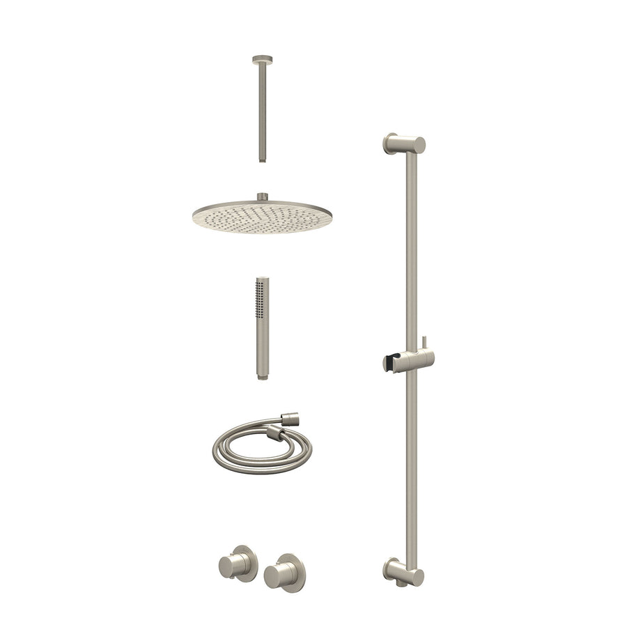 IVY Excl. inbouwbox regendoucheset inbouwthermostaatkraan met 2-weg stop-omstel symmetry, 30cm plafondbuis, R30cmME, glijstang met uitlaat, doucheslang 150cm en staafmodel – Gebr. 