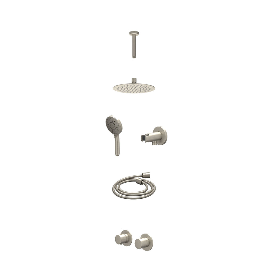 IVY Excl. inbouwbox regendoucheset inbouwthermostaatkraan met 2-weg stop-omstel symmetry, 15cm plafondbuis, R20cmSL, houder met uitlaat, doucheslang 150cm en 3-standen handdouche –