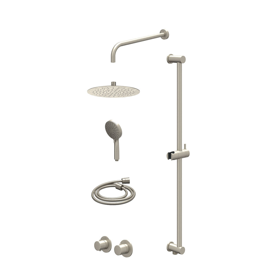 IVY Excl. inbouwbox regendoucheset inbouwthermostaatkraan met 2-weg stop-omstel symmetry, 40cm wandarm, R25cmSL, glijstang met uitlaat, doucheslang 150cm en 3-standen handdouche – 