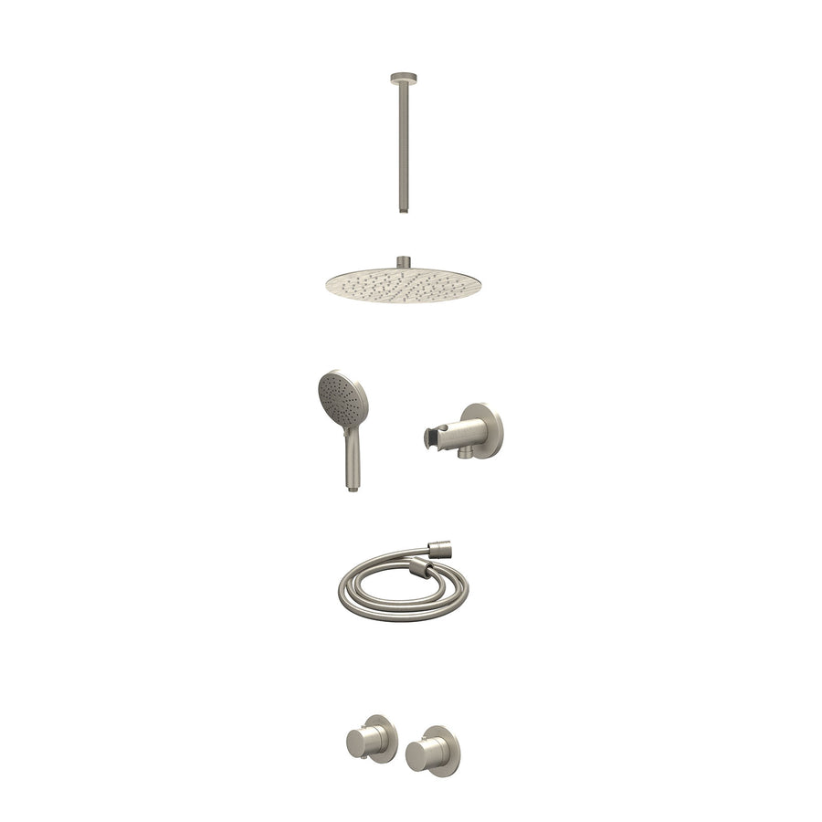 IVY Excl. inbouwbox regendoucheset inbouwthermostaatkraan met 2-weg stop-omstel symmetry, 30cm plafondbuis, R25cmSL, houder met uitlaat, doucheslang 150cm en 3-standen handdouche –