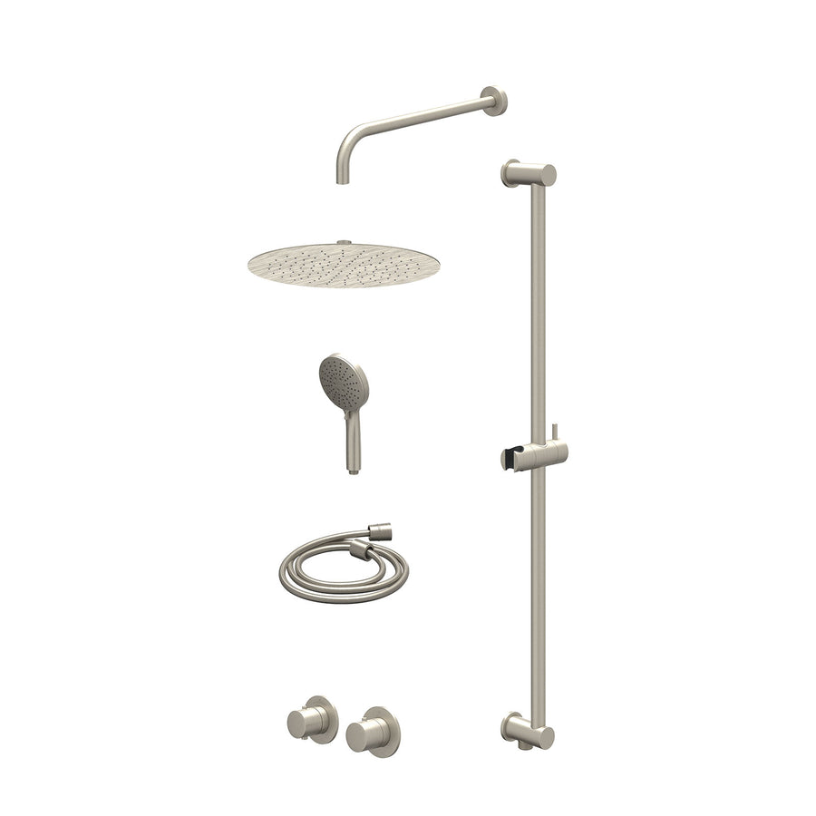 IVY Excl. inbouwbox regendoucheset inbouwthermostaatkraan met 2-weg stop-omstel symmetry, 40cm wandarm, R30cmSL, glijstang met uitlaat, doucheslang 150cm en 3-standen handdouche – 