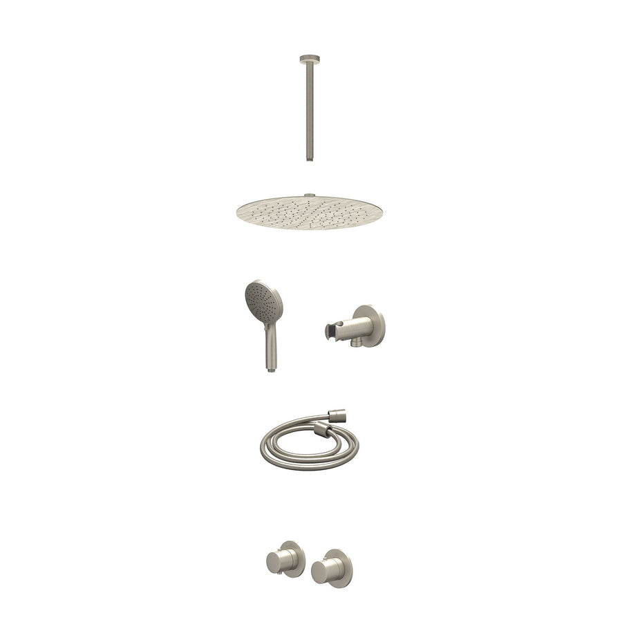 IVY Excl. inbouwbox regendoucheset inbouwthermostaatkraan met 2-weg stop-omstel symmetry, 30cm plafondbuis, R30cmSL, houder met uitlaat, doucheslang 150cm en 3-standen handdouche –