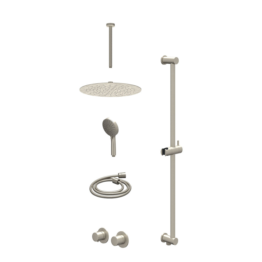IVY Excl. inbouwbox regendoucheset inbouwthermostaatkraan met 2-weg stop-omstel symmetry, 30cm plafondbuis, R30cmSL, glijstang met uitlaat, doucheslang 150cm en 3-standen handdouch
