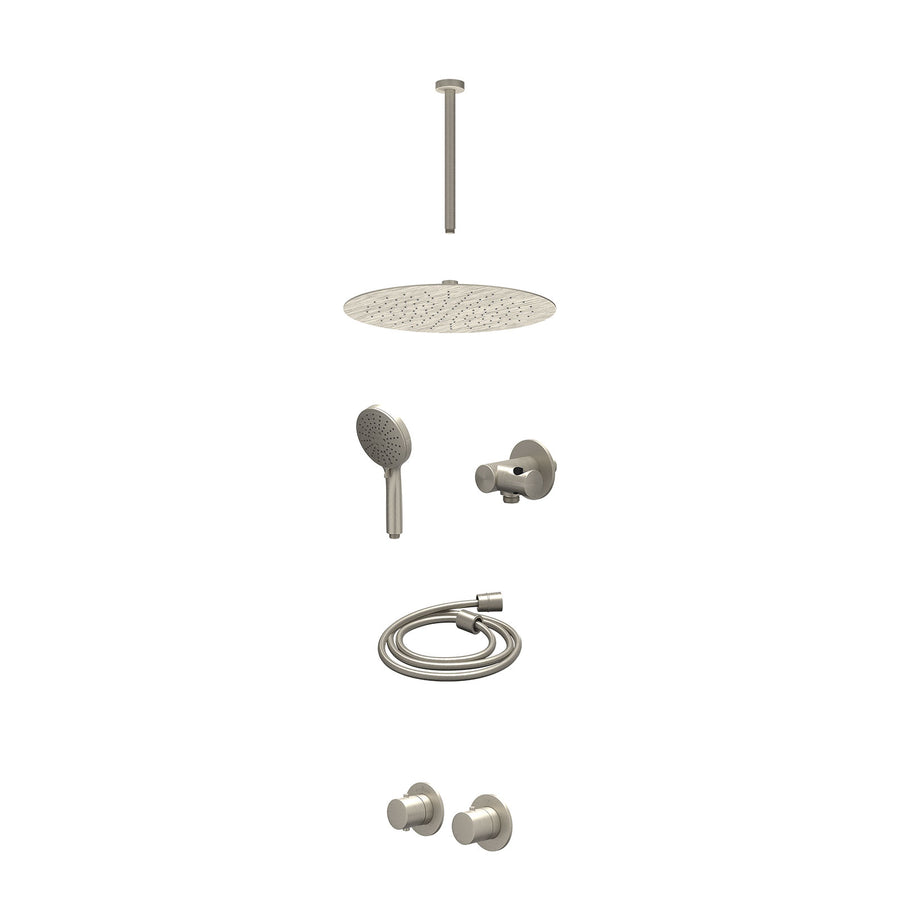 IVY Excl. inbouwbox regendoucheset inbouwthermostaatkraan met 2-weg stop-omstel symmetry, 30cm plafondbuis, R30cmSL, verstelbare steun met geïnt. uitlaat, doucheslang 150cm en 3-st