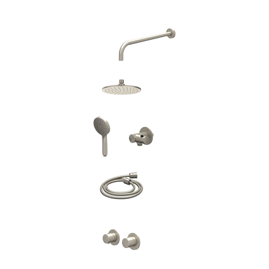 IVY Excl. inbouwbox regendoucheset inbouwthermostaatkraan met 2-weg stop-omstel symmetry, 40cm wandarm, R20cmME, verstelbare steun met geïnt. uitlaat, doucheslang 150cm en 3-stande