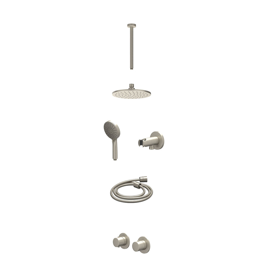 IVY Excl. inbouwbox regendoucheset inbouwthermostaatkraan met 2-weg stop-omstel symmetry, 30cm plafondbuis, R20cmME, houder met uitlaat, doucheslang 150cm en 3-standen handdouche –