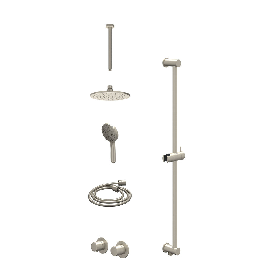 IVY Excl. inbouwbox regendoucheset inbouwthermostaatkraan met 2-weg stop-omstel symmetry, 30cm plafondbuis, R20cmME, glijstang met uitlaat, doucheslang 150cm en 3-standen handdouch