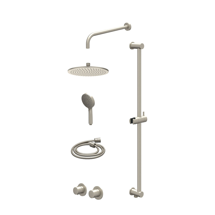 IVY Excl. inbouwbox regendoucheset inbouwthermostaatkraan met 2-weg stop-omstel symmetry, 40cm wandarm, R25cmME, glijstang met uitlaat, doucheslang 150cm en 3-standen handdouche – 