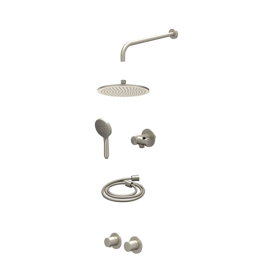 IVY Excl. inbouwbox regendoucheset inbouwthermostaatkraan met 2-weg stop-omstel symmetry, 40cm wandarm, R25cmME, verstelbare steun met geïnt. uitlaat, doucheslang 150cm en 3-stande
