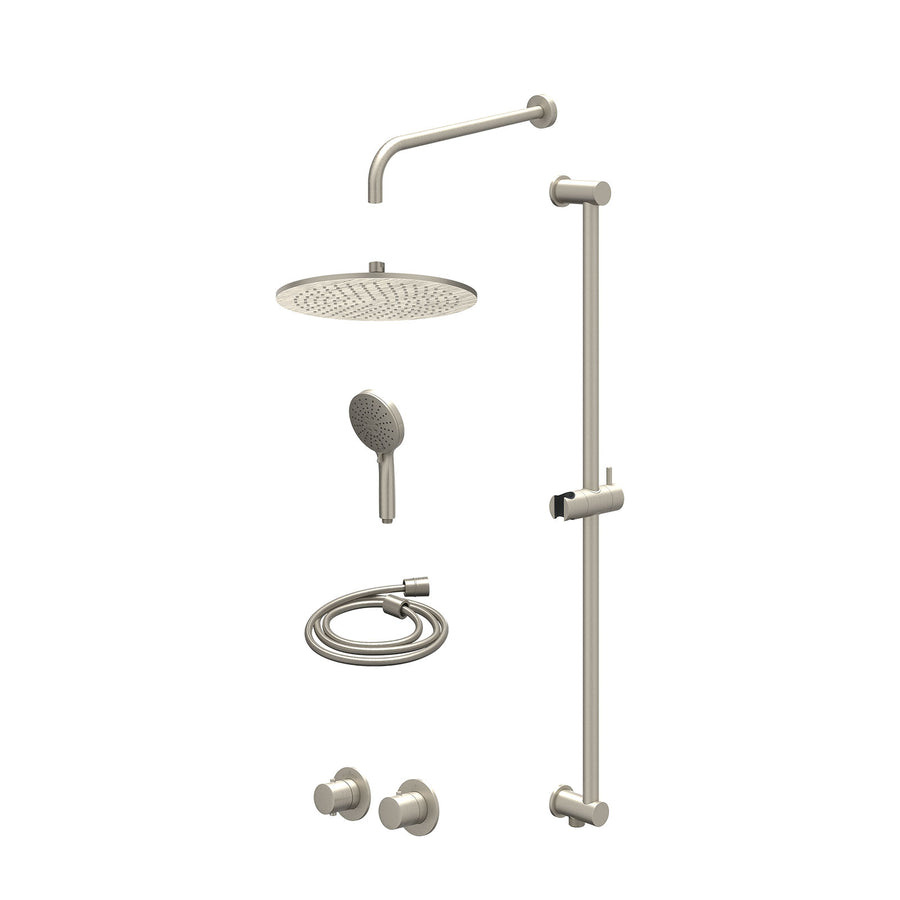 IVY Excl. inbouwbox regendoucheset inbouwthermostaatkraan met 2-weg stop-omstel symmetry, 40cm wandarm, R30cmME, glijstang met uitlaat, doucheslang 150cm en 3-standen handdouche – 