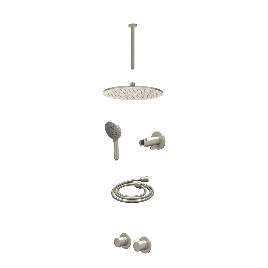 IVY Excl. inbouwbox regendoucheset inbouwthermostaatkraan met 2-weg stop-omstel symmetry, 30cm plafondbuis, R30cmME, houder met uitlaat, doucheslang 150cm en 3-standen handdouche –
