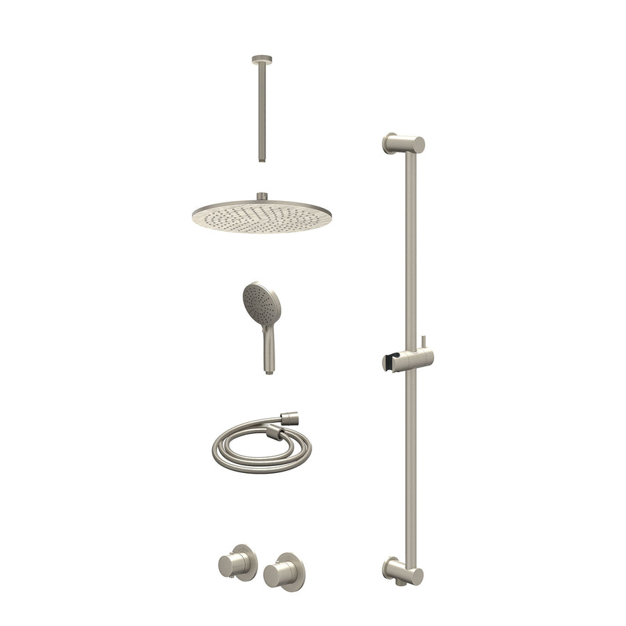 IVY Excl. inbouwbox regendoucheset inbouwthermostaatkraan met 2-weg stop-omstel symmetry, 30cm plafondbuis, R30cmME, glijstang met uitlaat, doucheslang 150cm en 3-standen handdouch