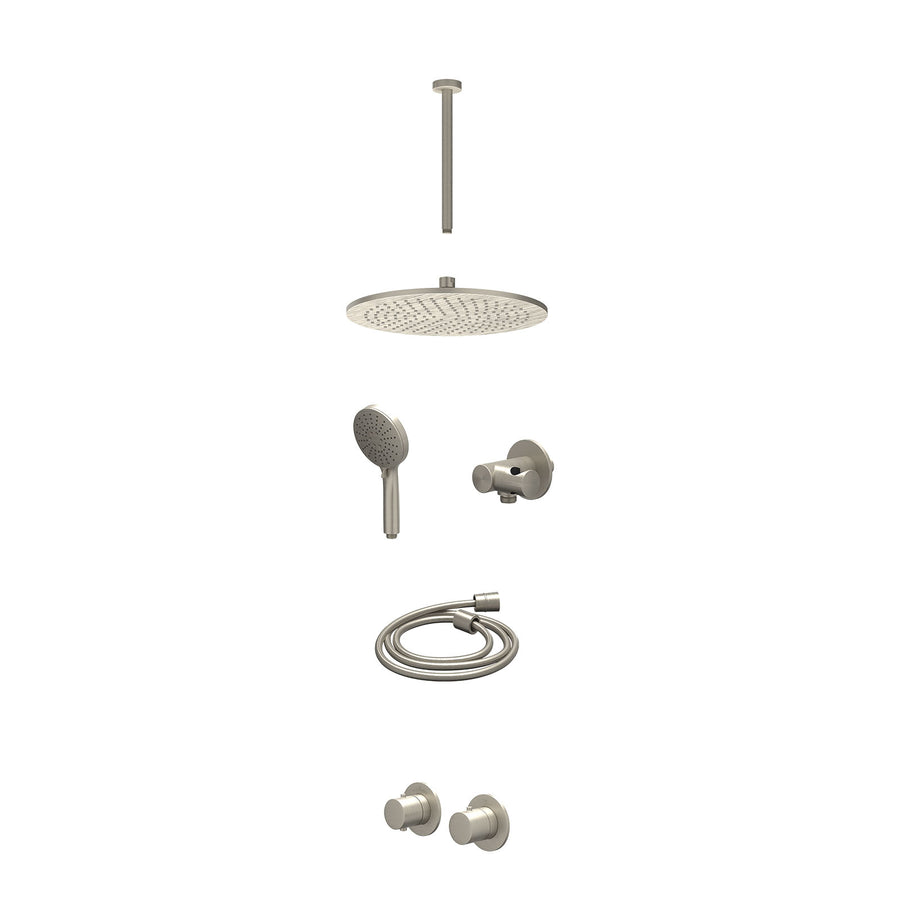 IVY Excl. inbouwbox regendoucheset inbouwthermostaatkraan met 2-weg stop-omstel symmetry, 30cm plafondbuis, R30cmME, verstelbare steun met geïnt. uitlaat, doucheslang 150cm en 3-st