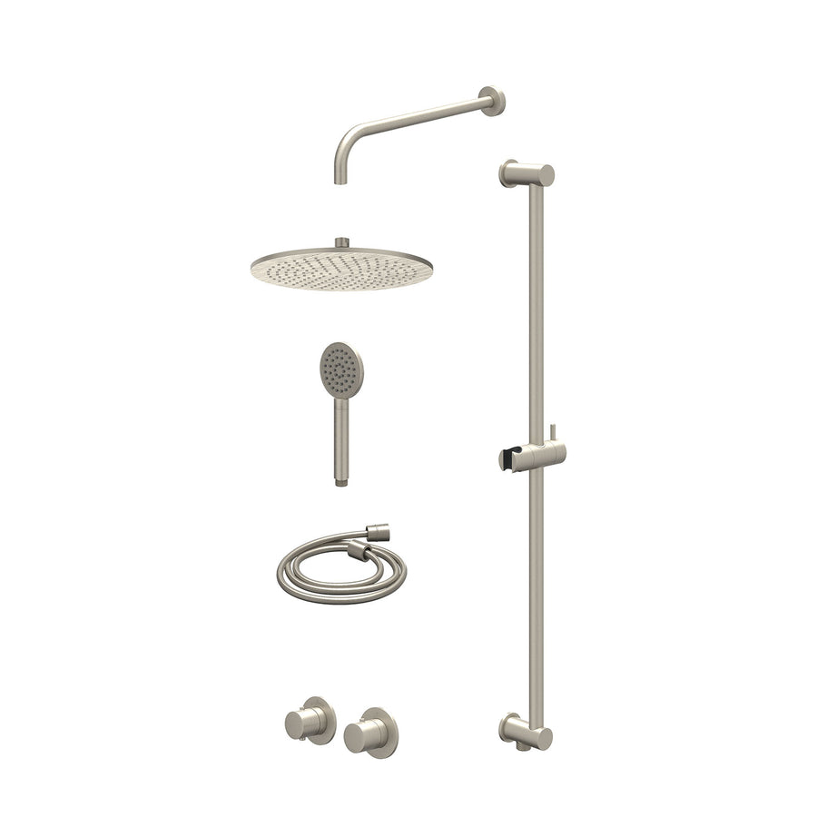 IVY Excl. inbouwbox regendoucheset inbouwthermostaatkraan met 2-weg stop-omstel symmetry, 40cm wandarm, R30cmME, glijstang met uitlaat, doucheslang 150cm en satin spray handdouche 