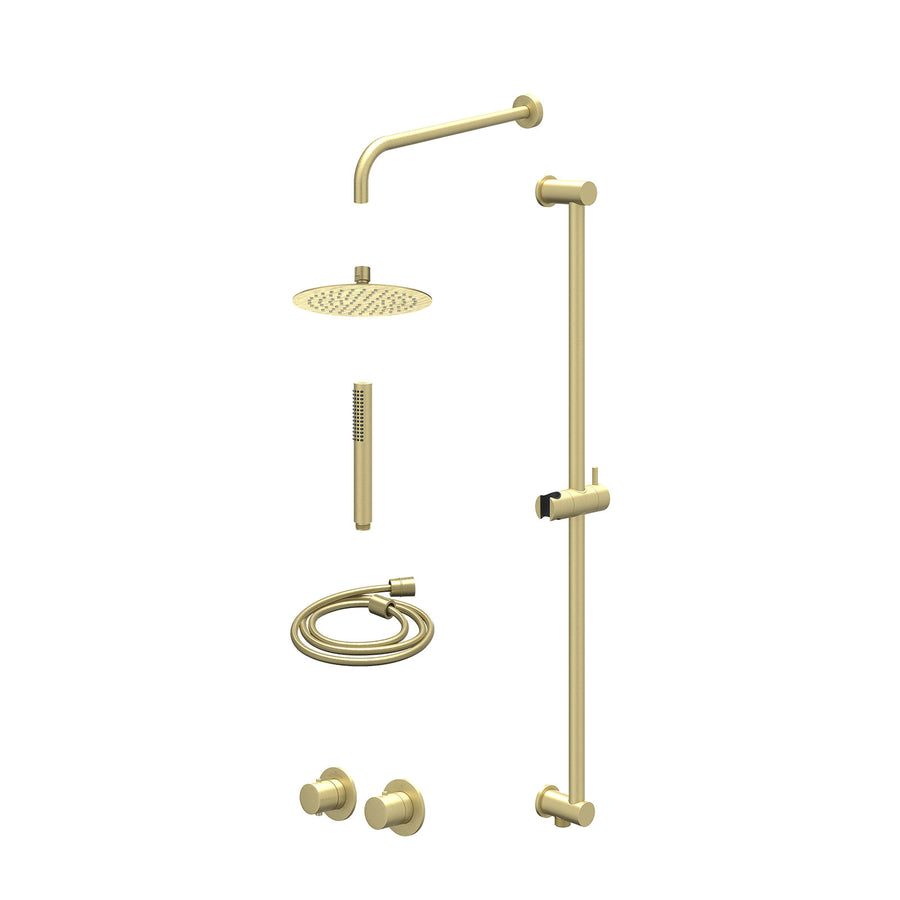 IVY Excl. inbouwbox regendoucheset inbouwthermostaatkraan met 2-weg stop-omstel symmetry, 40cm wandarm, R20cmSL, glijstang met uitlaat, doucheslang 150cm en staafmodel – Gebr. mat 