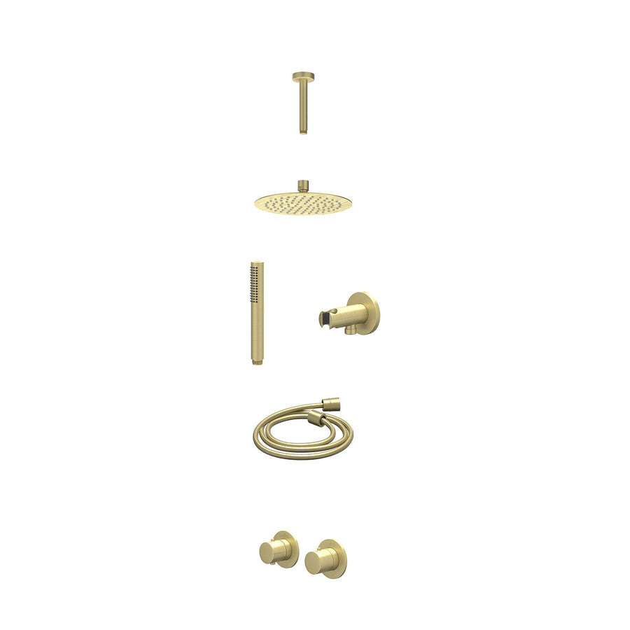 IVY Excl. inbouwbox regendoucheset inbouwthermostaatkraan met 2-weg stop-omstel symmetry, 15cm plafondbuis, R20cmSL, houder met uitlaat, doucheslang 150cm en staafmodel – Gebr. mat