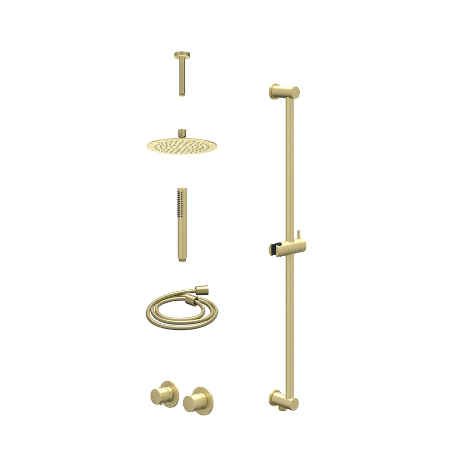 IVY Excl. inbouwbox regendoucheset inbouwthermostaatkraan met 2-weg stop-omstel symmetry, 15cm plafondbuis, R20cmSL, glijstang met uitlaat, doucheslang 150cm en staafmodel – Gebr. 
