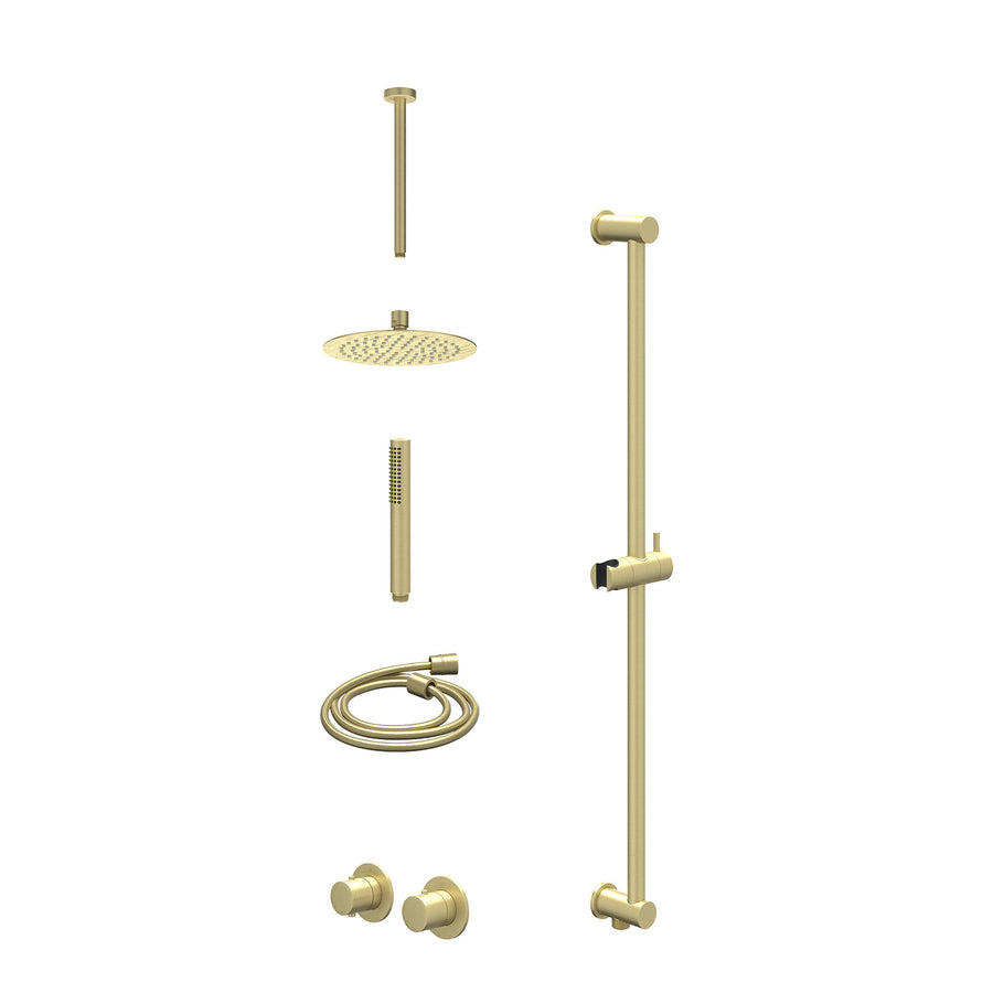 IVY Excl. inbouwbox regendoucheset inbouwthermostaatkraan met 2-weg stop-omstel symmetry, 30cm plafondbuis, R20cmSL, glijstang met uitlaat, doucheslang 150cm en staafmodel – Gebr. 