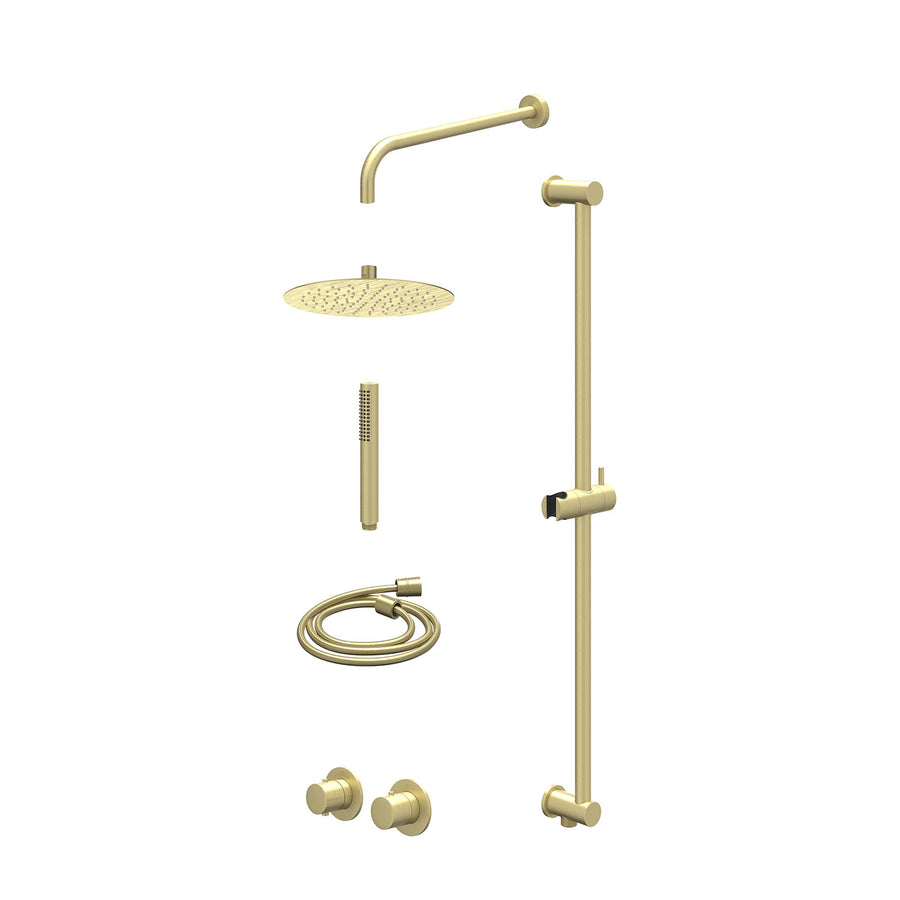 IVY Excl. inbouwbox regendoucheset inbouwthermostaatkraan met 2-weg stop-omstel symmetry, 40cm wandarm, R25cmSL, glijstang met uitlaat, doucheslang 150cm en staafmodel – Gebr. mat 