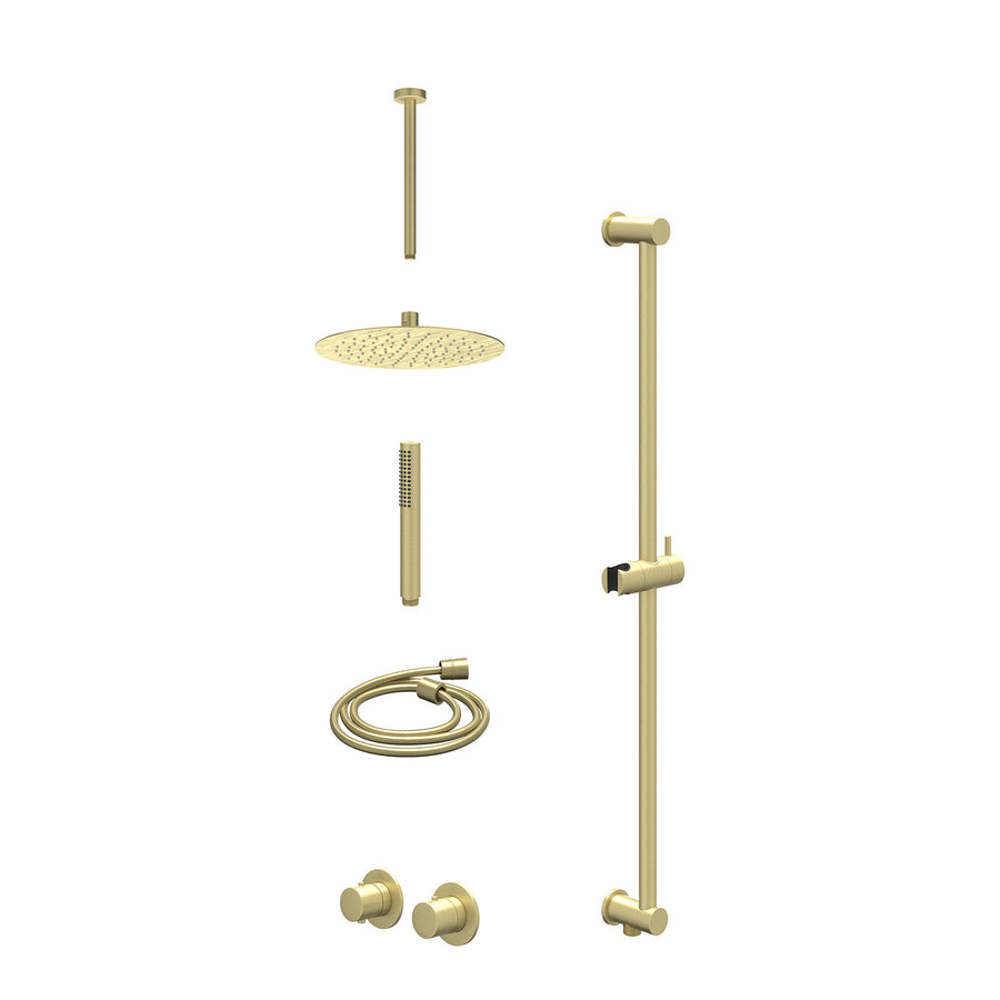 IVY Excl. inbouwbox regendoucheset inbouwthermostaatkraan met 2-weg stop-omstel symmetry, 30cm plafondbuis, R25cmSL, glijstang met uitlaat, doucheslang 150cm en staafmodel – Gebr. 