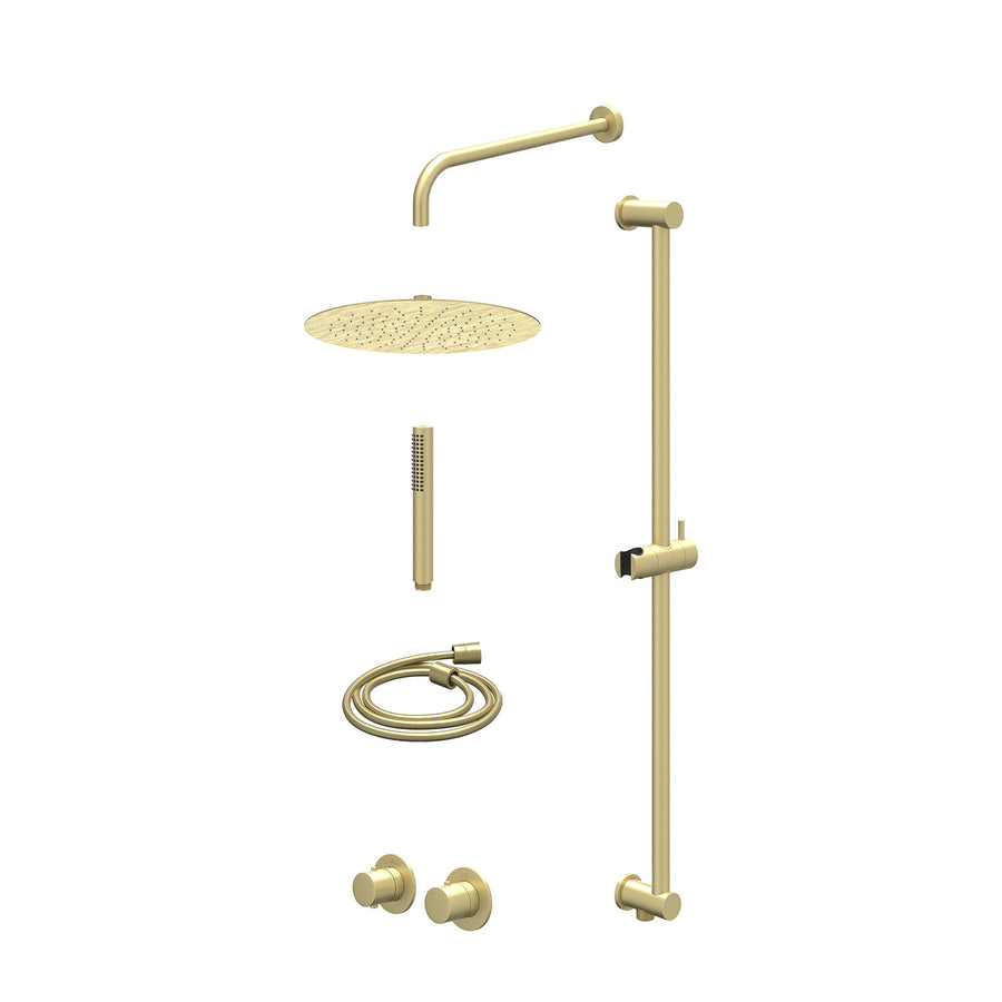 IVY Excl. inbouwbox regendoucheset inbouwthermostaatkraan met 2-weg stop-omstel symmetry, 40cm wandarm, R30cmSL, glijstang met uitlaat, doucheslang 150cm en staafmodel – Gebr. mat 